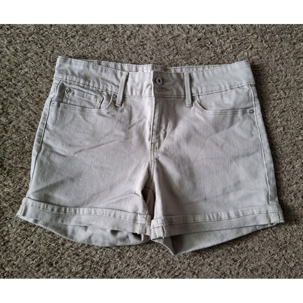 Levis Denizen Jean Shorts Womens Size 4 Beige Khaki Mid Rise Cuffed